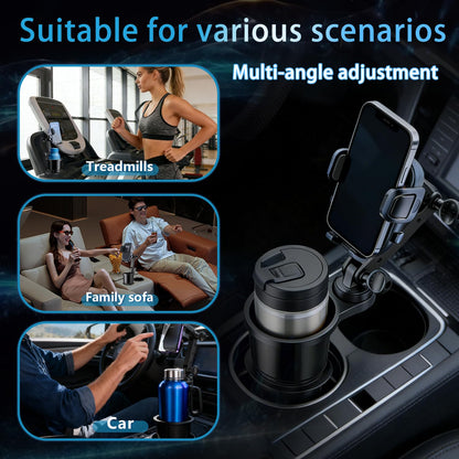 SAMPUSS 2-in-1 Phone Holders for Your Car, Car Cup Holder Phone Mount with Long Arm & 360°Rotation-Universal Smartphone Holder, Expands Cup Holder Space, Compatible with All iPhone and Android Devices