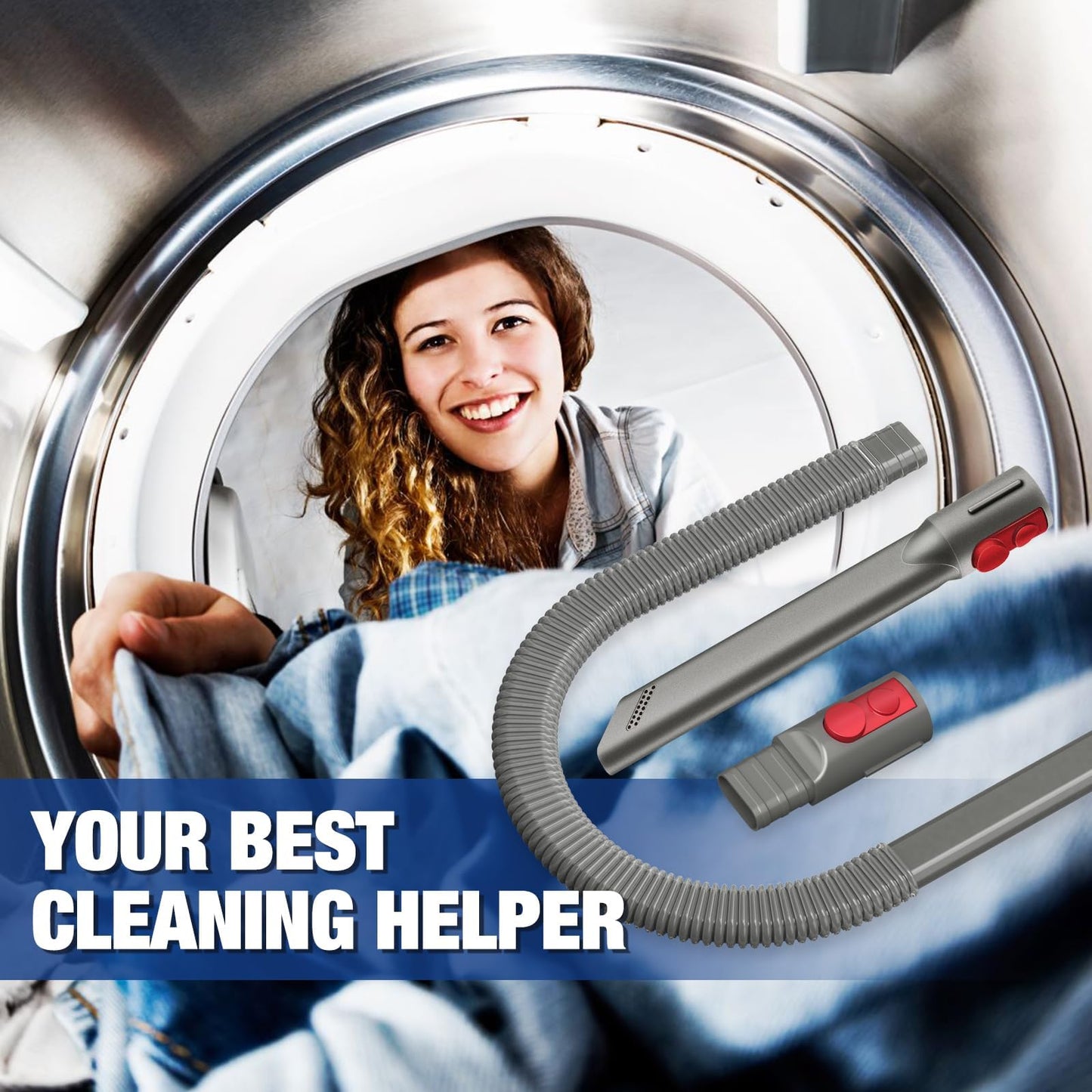 Sealegend Dryer Vent Cleaning Kit and Crevice Tool Compatible with Dyson Vacuum Attachment Removes Deep Lint Adapter Compatible with Dyson V7 V8 V10 V11 V12 V15 etc Cordless Vacuum Cleaner, Grey