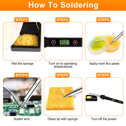 Soldering Iron Kit 80W LCD Adjustable Temperature 180-520℃ Solder Kit Electronics 12 in 1 Welding Tools with ON/Off Switch, Solder Wire, 5 Soldering Tips, Desoldering Pump, Stand, Tweezers
