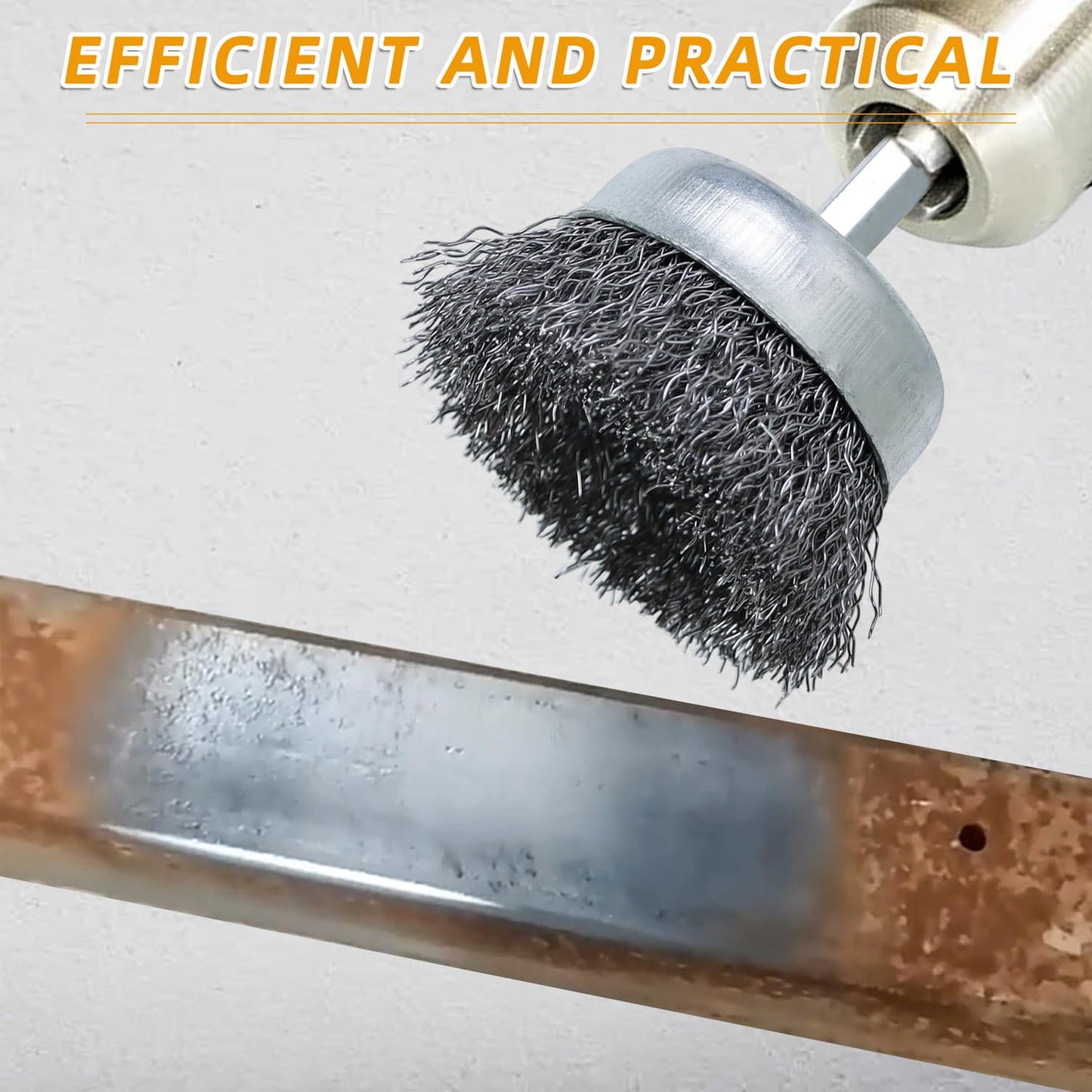 WUBOECE 10PCS Wire Cup Brush for Drill, High Carbon Steel Wire Drill Brush with 1/4" Hex Shank, Skilled in Handling Metal and Non-Metal Surfaces