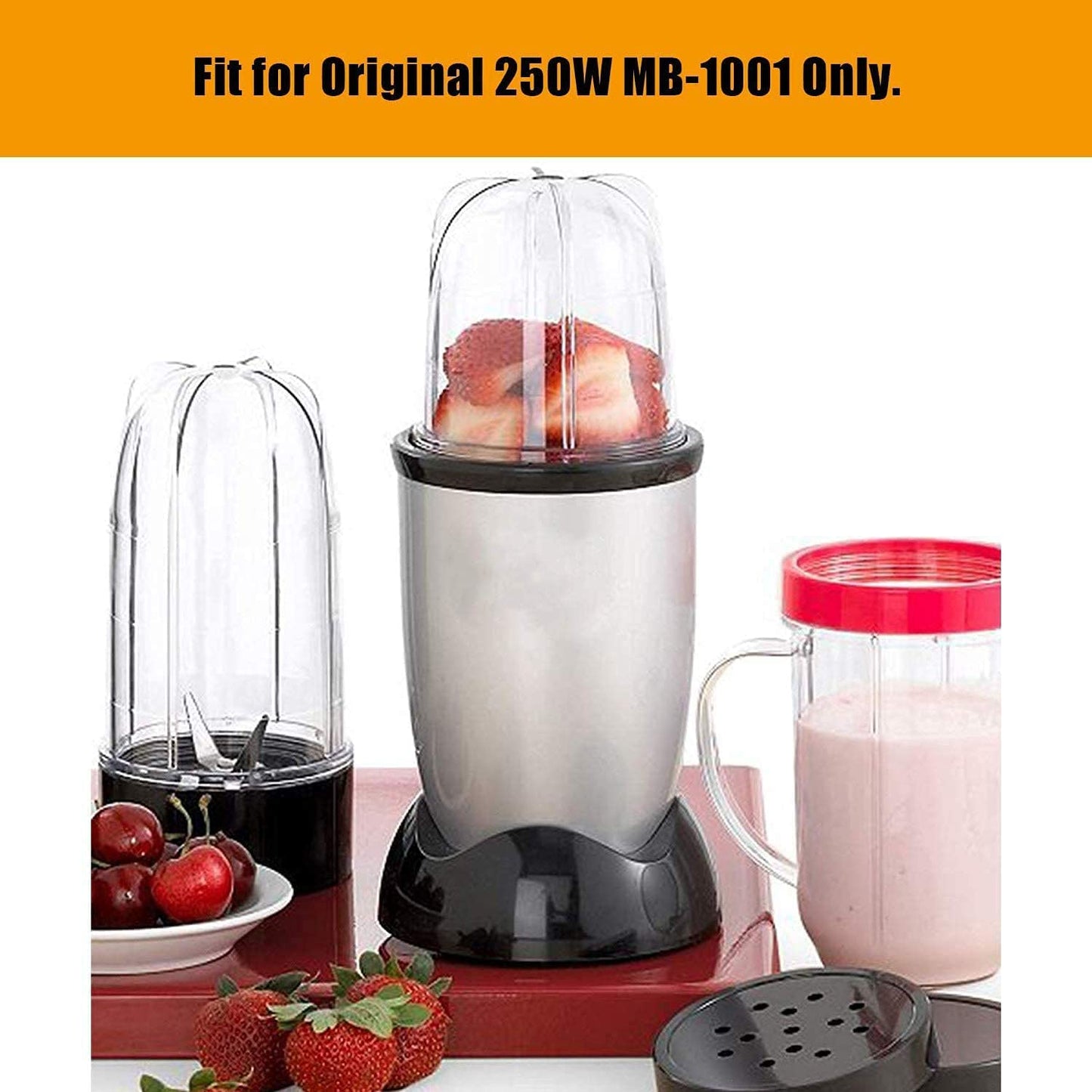 16oz Cups Compatible with Original Magic Bullet Blender Juicer 250W MB-1001 Party Cups Mugs with Colored Lip Rings,No Lids(Pack of 4)