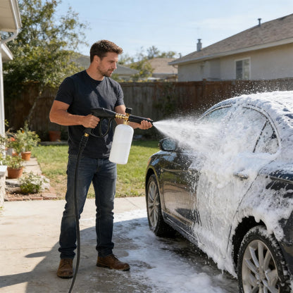 Car Foam Cannon Pressure Washer with 5 Nozzle Tips Snow Foam Lance Jet Wash 1/4 Inch Quick Connector Car Wash Blaster for Pressure Power Washer Machine 1 Liter Capacity