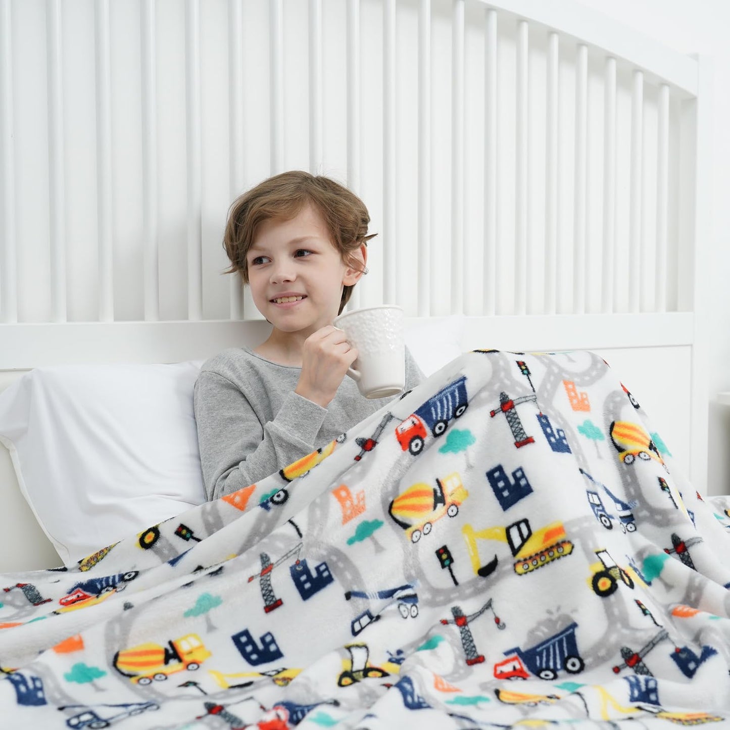 softan Truck Blanket for Boys, Kids Throw Blanket for Boys and Girls Soft Cozy Flannel, Cute Truck Blanket for Sofa Couch Bed, Christmas Birthday Gift for Kids, 50x60 Inches