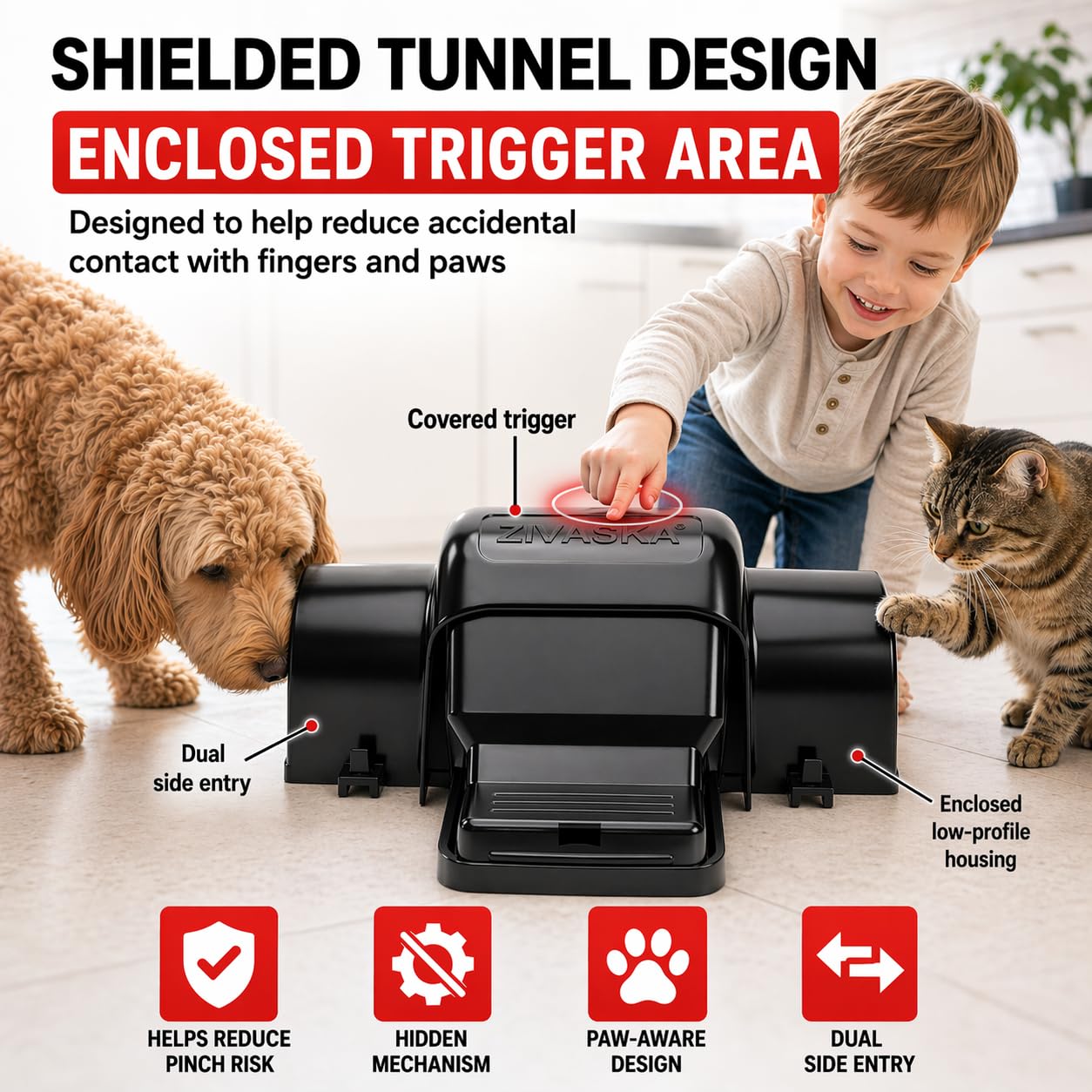 Rat Traps for Big & Large Rats Indoor & Outdoor, Big Mouse | Dual Tunneled Snap Trap | Pet & Kids Safe Design | Prevents Accidental Triggering | Reusable Heavy Duty Rat Trap that Works
