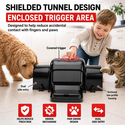 Rat Traps for Big & Large Rats Indoor & Outdoor, Big Mouse | Dual Tunneled Snap Trap | Pet & Kids Safe Design | Prevents Accidental Triggering | Reusable Heavy Duty Rat Trap that Works