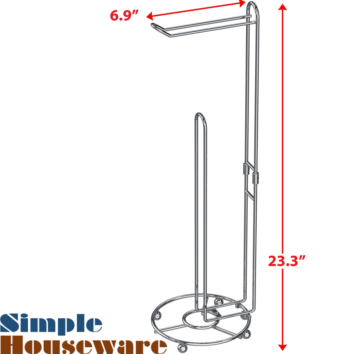 Simple Houseware Toilet Paper Holder Stand with Storage, Bathroom Freestanding Tissue Roll Organizer Holds 3–4 Rolls, Chrome