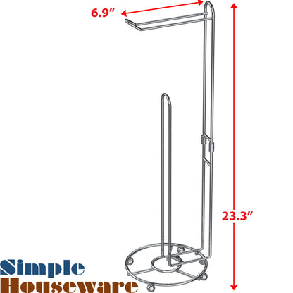 Simple Houseware Toilet Paper Holder Stand with Storage, Bathroom Freestanding Tissue Roll Organizer Holds 3–4 Rolls, Chrome