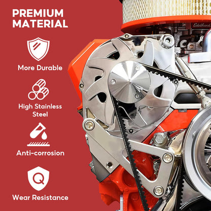 SBC Alternator Bracket, Long Water Pump Lwp Aluminum Alternator Bracket Kit Polished for Chevy SBC 350 Small Block Engine