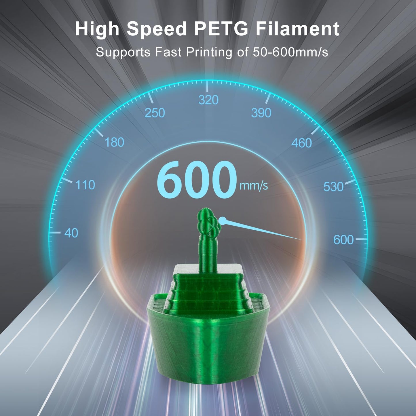 IEMAI Green Clear PETG Filament 1.75mm 1kg, Crystal Transparent 3D Printer Filament Up to 600mm/s Printing, Tough & Durable for Lampshade, Creative DIY, Home Decor