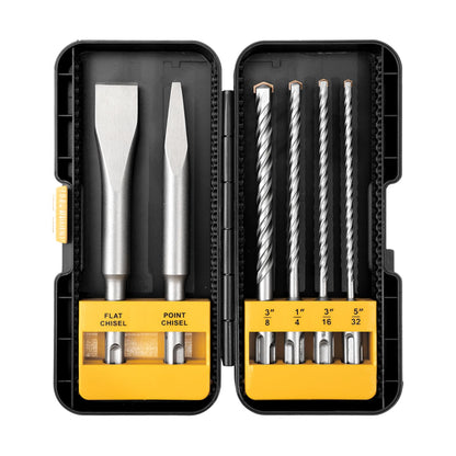 Toolmays 6Pcs Rotary Hammer Bit Set, SDS Plus Concrete Masonry Drill Bits, Applicability Brick and Stone, with Storage Case, Ideal Tool for DIY, Home
