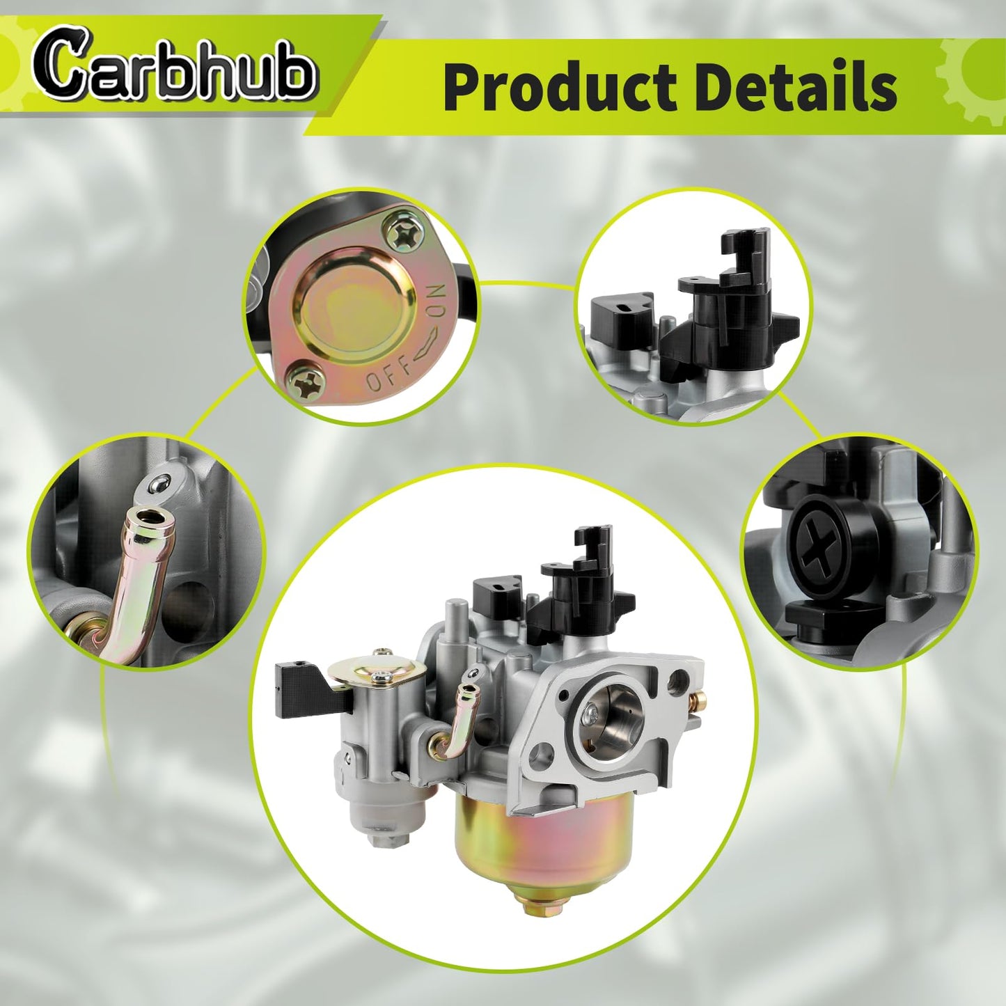 Carbhub GX160 Carburetor for Honda GX120 GX140 GX160 GX168 GX200 5HP 5.5HP 6.5HP Engine with Air Filter Spark Plug Fuel Filter Replaces 16100-ZH8-W61 16100-ZE1-814 16100-ZE1-825