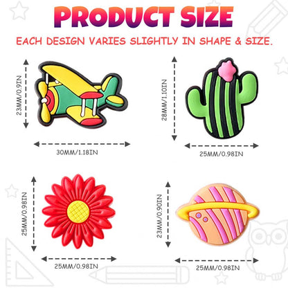 100Pcs Pencil Charms, Pencil Topper Decoration, Cute PVC Different Charms Clips Designs, Cute School Supplies Classroom Rewards and Prizes