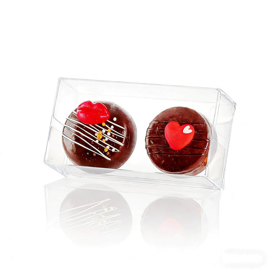 SLShePack 100PCS Clear Macaron Boxes for 2, Chocolate Covered Orec Favor Treat Pastry Boxes for Christmas Party Birthday Wedding (4.17" x 2.17" x 1.38")