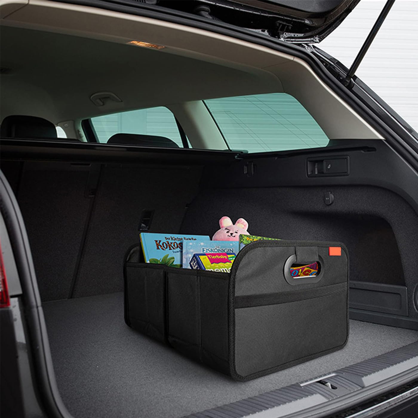 Trunk Organizer for Car, Portable Car Boot Tidy Foldable Waterproof Auto Storage Bag Cargo Trunk Groceries Organizer, Auto Accessories Universal for SUV, Truck, Van, Sedan (Medium Black)