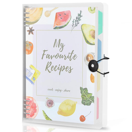 WEMATE Recipe Book to Write in Your Own Recipes, Blank Recipe Book 8.5x11 Inches, 8 Ring Recipe Binder with Plastic Frosted Cover, 8 Dividers and 272 Recipe Pages, Personal Family Cookbook as Gift