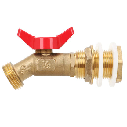 STYDDI Solid Brass Rain Barrel Spigot, Quarter Turn Ball Valve Faucet with Heavy-Duty Bulkhead Fitting Adapter for Aquariums, Water Tanks, Tubs, Pools