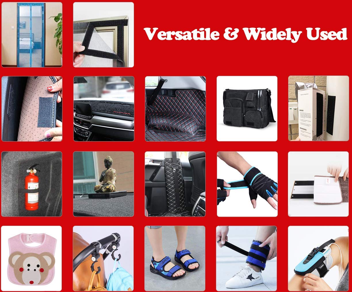 LLPT Hook and Loop Tape 2 Inch x 23 Feet Each Roll Heavy Duty Adhesive Industrial Strength Hook Loop Strip Mounting Tape Indoor and Outdoor Color Black (HTB230)