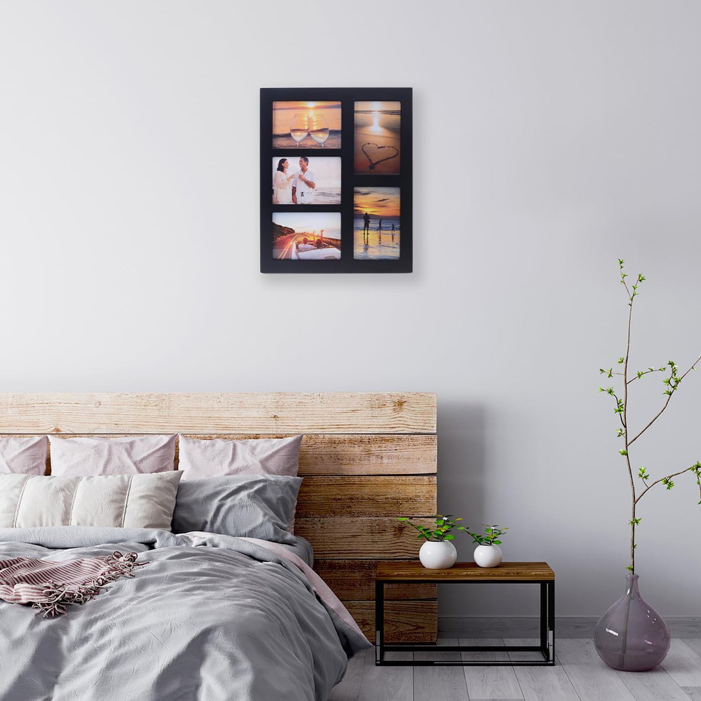 UMICAL 4x6 5-Opening Collage Picture Frame Black Wood Photo Frames for 4x6 Inch Pictures Display Made for Tabletop Stand and Wall Mounting