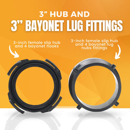 2 x (Combo Pack) RV Sewer Hose Fitting Adapter to PVC, RV Sewer Connection & RV Sewer Termination Adapter - 3" Hub x Bayonet Hooks (2)