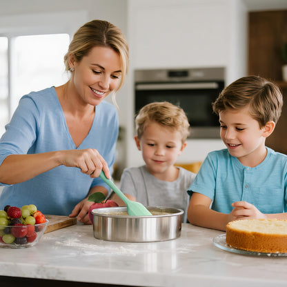 AWTBDP 8 Inch Round Cake Pans Set of 2, Nonstick Stainless Steel Baking Pans Set with 100 Parchment Papers, Durable Birthday Wedding Circle Layer Cake Pans, Cake Pans Sets for Baking, Dishwasher Safe