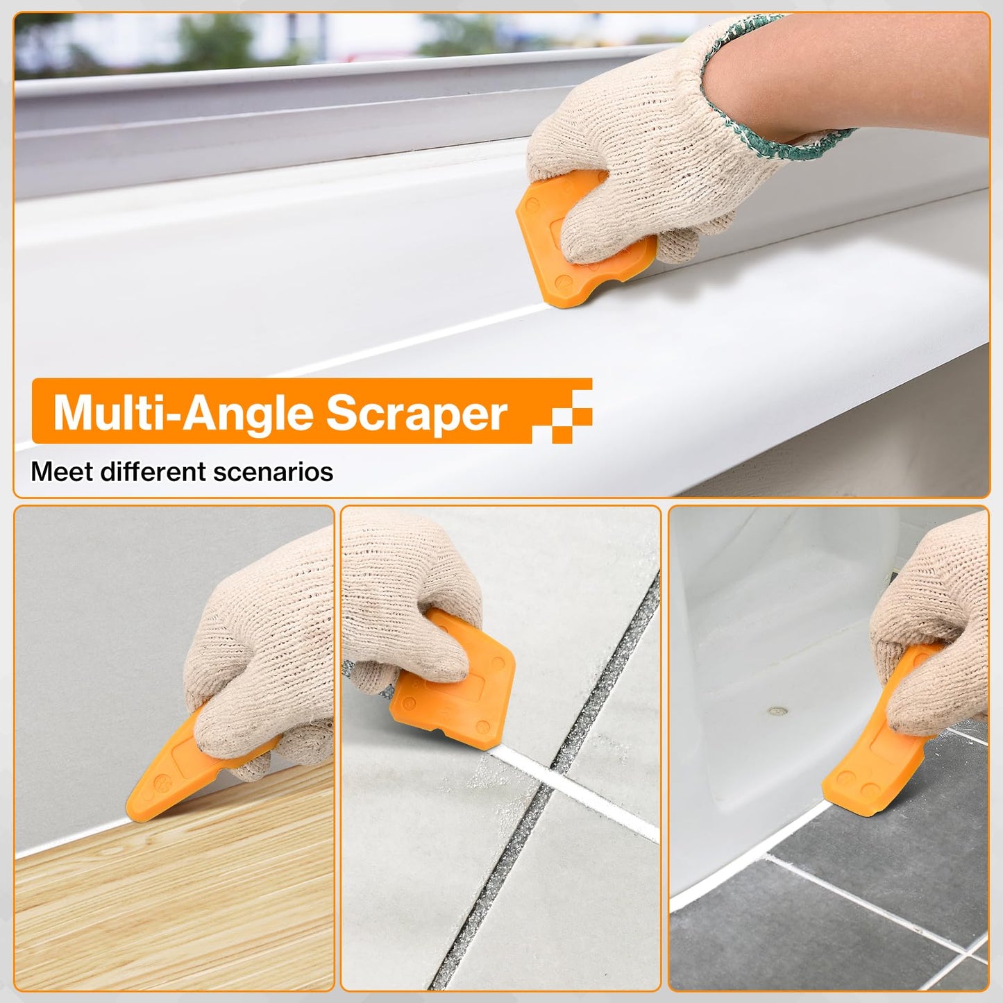 Caulking Tool kit, Preciva 11 in 1 Sealant Finishing Tool, Stainless Steel, Sealants Removal Grout Scraper and Smoothing Tool kit for Kitchen Bathroom Window Sink Tile Joint