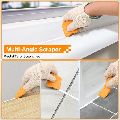Caulking Tool kit, Preciva 11 in 1 Sealant Finishing Tool, Stainless Steel, Sealants Removal Grout Scraper and Smoothing Tool kit for Kitchen Bathroom Window Sink Tile Joint