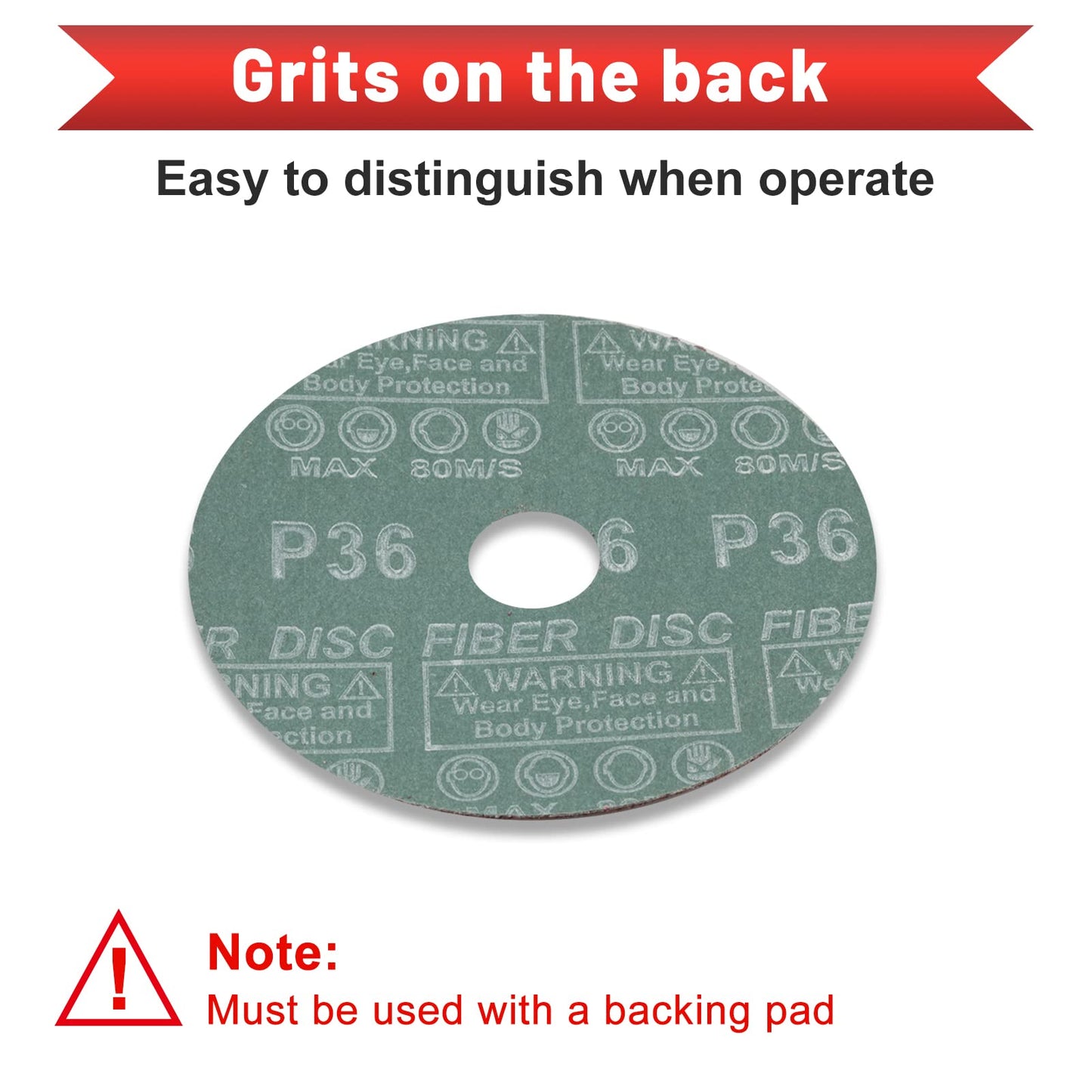 SPEEDWOX 25pcs 36 Grit Aluminum Oxide Resin Fiber Sanding and Grinding Discs, 5-Inch x 7/8-Inch Center Hole Abrasive Disc for Angle Grinders