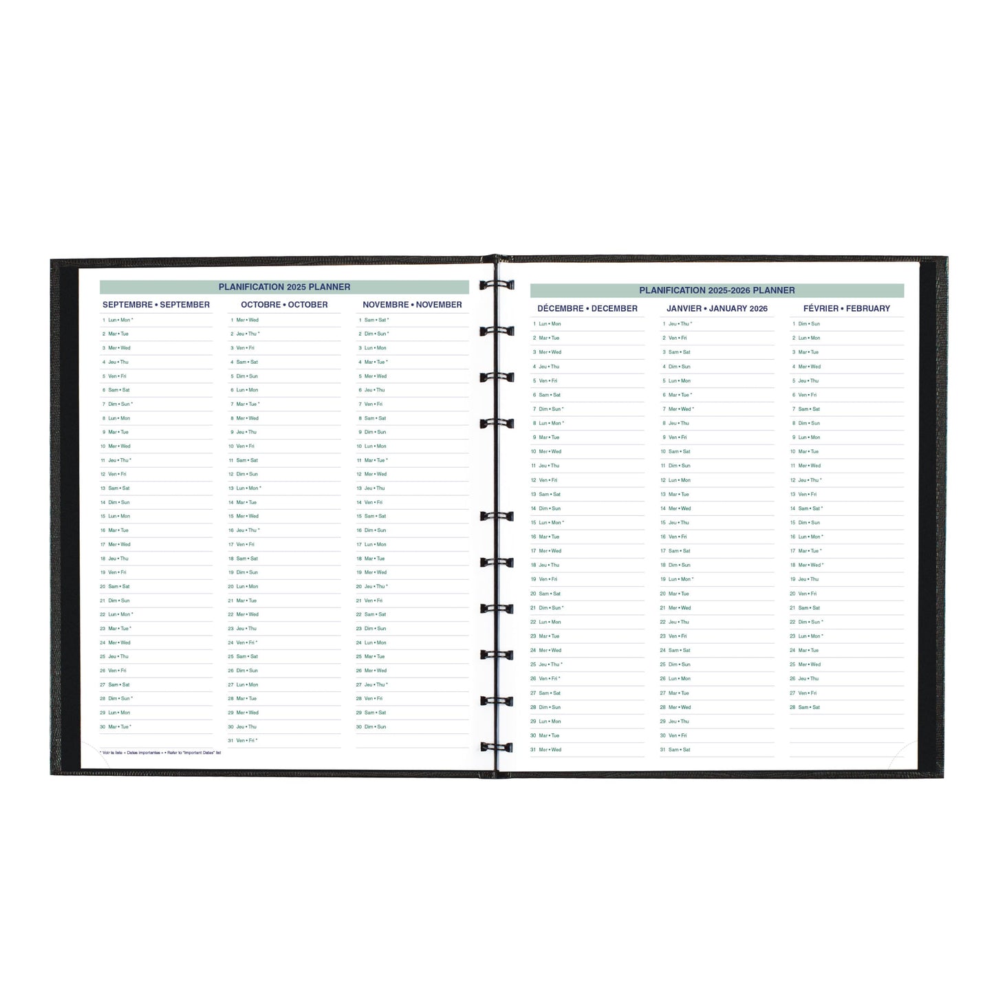 Blueline® 2026 MiracleBind™ CoilPro™ Monthly Planner, 16 Months, September 2025 to December 2026, Twin-Wire Binding, 11" x 9.0625", Black, Bilingual (CF1512C.81B-26)