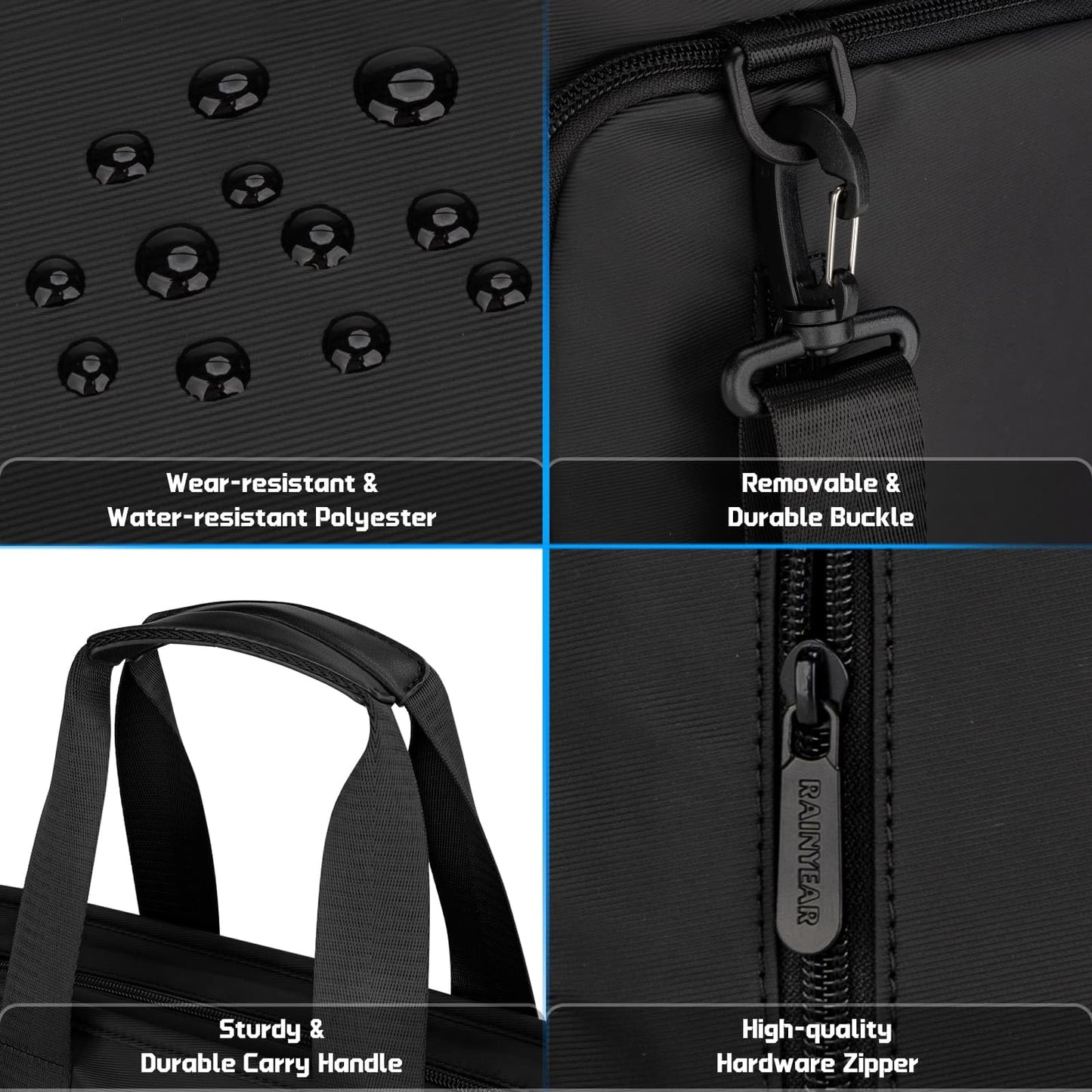 RAINYEAR 15.6 Inch Laptop Bag for Men Women, Waterproof Expandable Laptop Shoulder Bag Large Capacity Computer Carrying Bag Briefcase