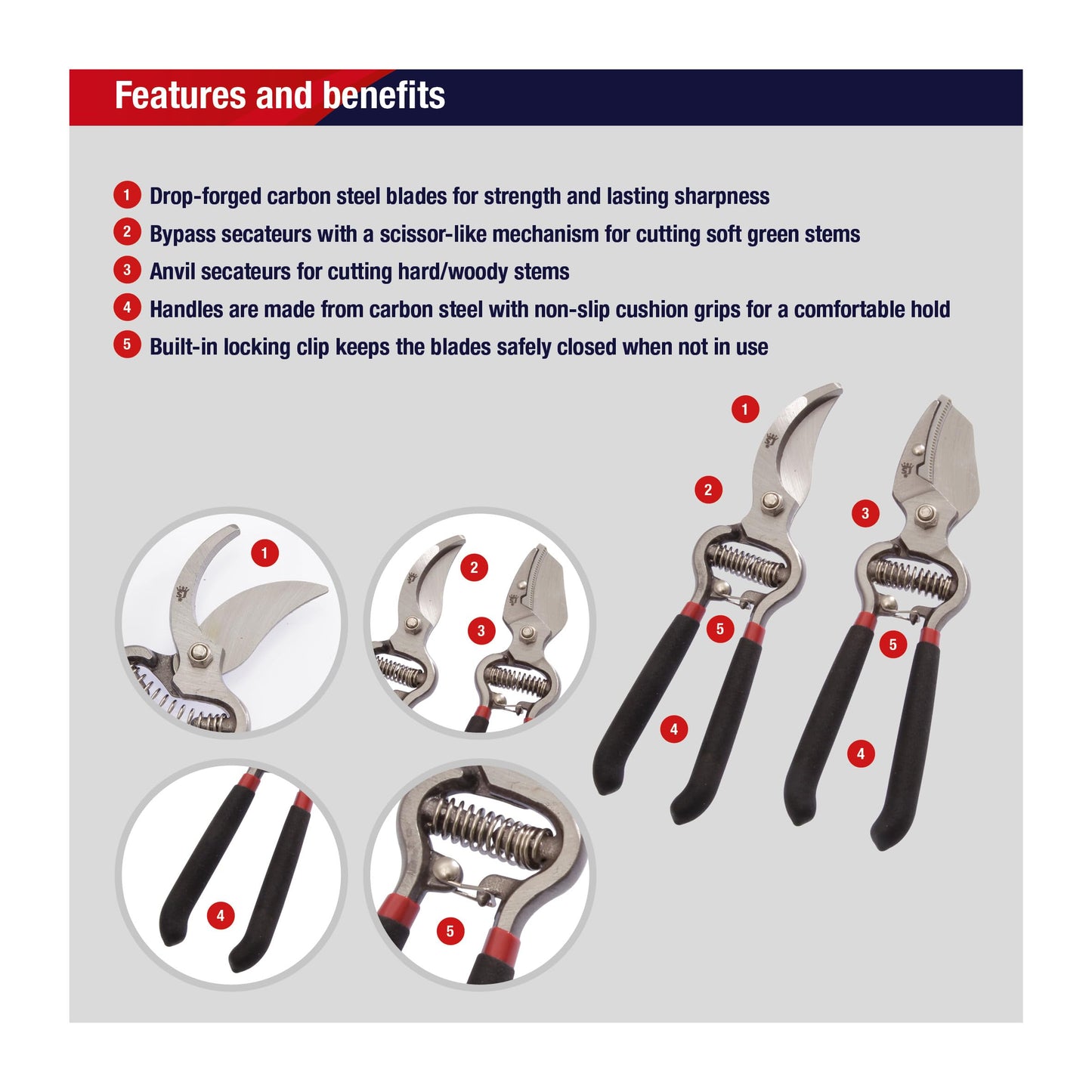 Spear & Jackson Traditional Bypass and Anvil Secateurs Set