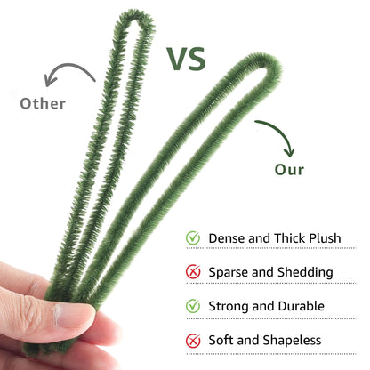 YONOVO Green Pipe Cleaners for Crafts Flowers Bulk 500Pcs 8mm Thick 12 inches Long,Pipecleaners Chenille Stems Fuzzy Sticks Wire Tiges Chenilles for Kids Christmas Craft Supplies (Gradient Green)