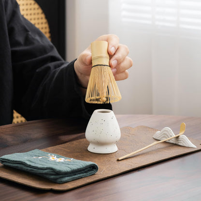 7Pcs Japanese Matcha Tea Set - Matcha Bowl, Whisk, Holder, Strainer - Elegant Gift Set