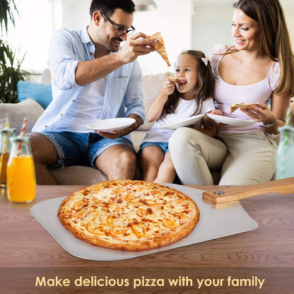 12 Inch x 14 Inch Aluminum Metal Pizza Peel, Pizza Paddle for Baking Homemade Pizza and Bread with Foldable Wood Handle for Easy Storage, for Any Outdoor Or Indoor, Oven or Grill Use (Aluminum)