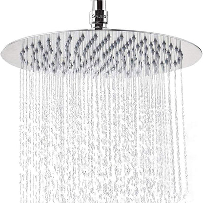 Rainfall Shower Head,8" Round Stainless Steel Rain Shower Heads with Anti-Limescale Nozzles Waterfall ShowerHead, Ultra-Thin Desigh Shower Rain Head with Adjustable Angles