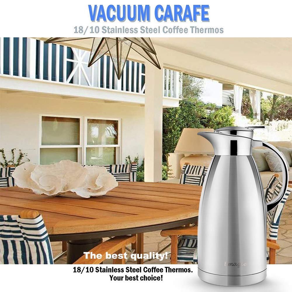 2.3L Vacuum Jug 304 Stainless Steel Double Wall Vacuum Insulated Carafe Coffee Drinks Pot Coffee Plunger-Juice/Milk/Tea Insulation Pot Water Pitcher