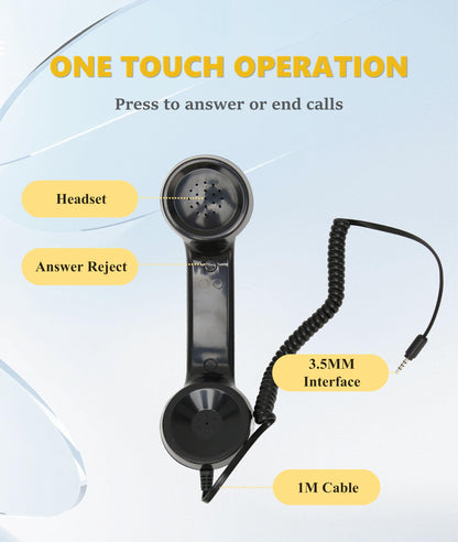 Vintage Retro Telephone Handset, Cell Phone Receiver MIC Microphone Speaker for Cellphone, Smartphone and Computers, Old Telephone Headse with 3.5 Mm Socket (Black)