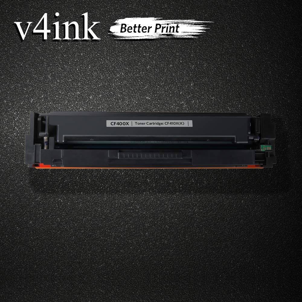 V4INK 1 Pack Compatible CF400X CF400A 201X 201A Black Toner Cartridge Replacement for use with Color LaserJet Pro M252dw M252n MFP M277dw M277n Printer