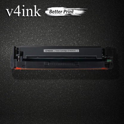 V4INK 1 Pack Compatible CF400X CF400A 201X 201A Black Toner Cartridge Replacement for use with Color LaserJet Pro M252dw M252n MFP M277dw M277n Printer