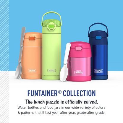 THERMOS FUNTAINER 10 Ounce Stainless Steel Vacuum Insulated Kids Food Jar with Folding Spoon, Lime