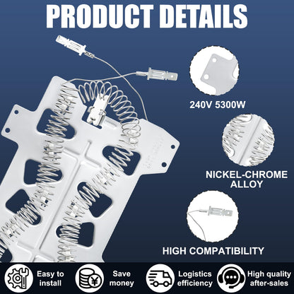 [95% Nickel] DC47-00019A Dryer Heating Element Part Compatible with Sam-sung May-tag Whirlpool Dryers, Replaces 35001247 PS4205218 AP4201899 AP4045884 PS2038533