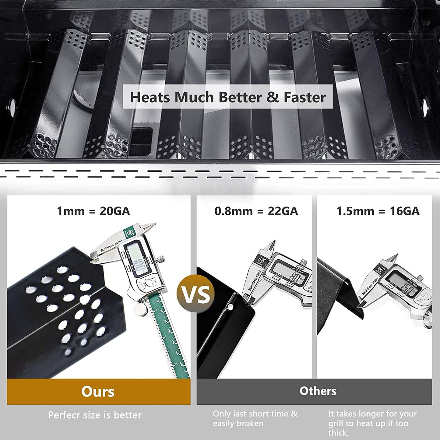 Criditpid Barbecue Replacement Parts for Nexgrill 720-0896b 720-0830h 720-0882a 720-0783E, Grill Master 720-0697 720-0737 Grill, 6-Pack Grill Heat Plate Parts for Members Mark 720-0830F.