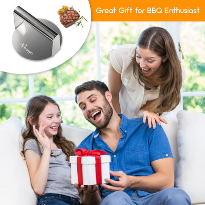 VOOWO Smash Burger Press - Stainless Steel Burger Smasher for Griddle with Squeeze Bottles, Hamburger Smasher Meat Press, Round Burger Patty Maker, Grill Press BBQ Tools Accessories Gift for Men