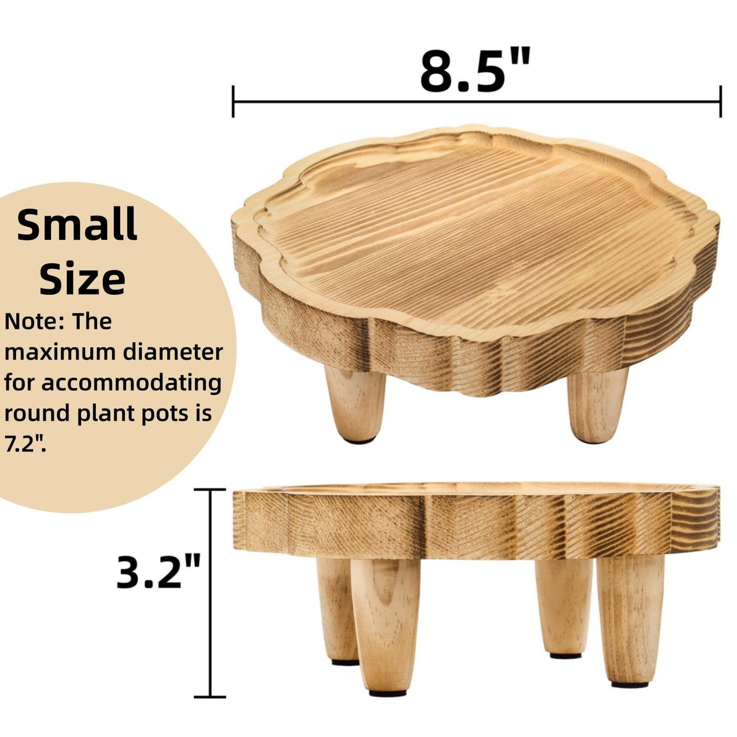 Covzoe 2 Pack Wood Plant Stand, 8.5 Inch Small Plant Display Risers for Decor, Farmhouse Plant Flower Pot Holder, Wooden Pedestal Stand for Garden, Patio, Home, Kitchen, Bathroom