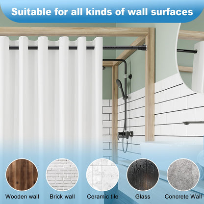 Tension Shower Curtain Rod, 42 to 115 inch Adjustable Heavy Duty black shower tension curtain rod for bathroom Closet Windows