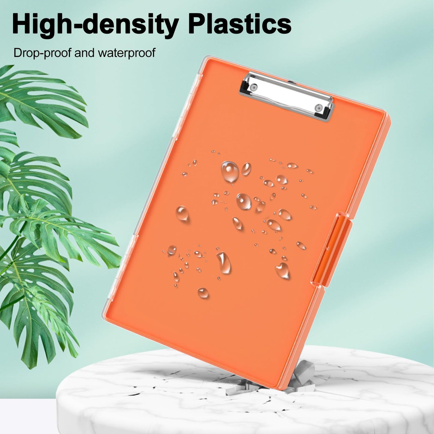 Clipboard with Storage, 8.5x11 Clip Boards with 2 Storage Case and A4 Paper Folder, Clear Dry Erase Top Panel, Heavy Duty Plastic, Folio & Side-Opening, for Nurses, Teacher, Lawers, Orange