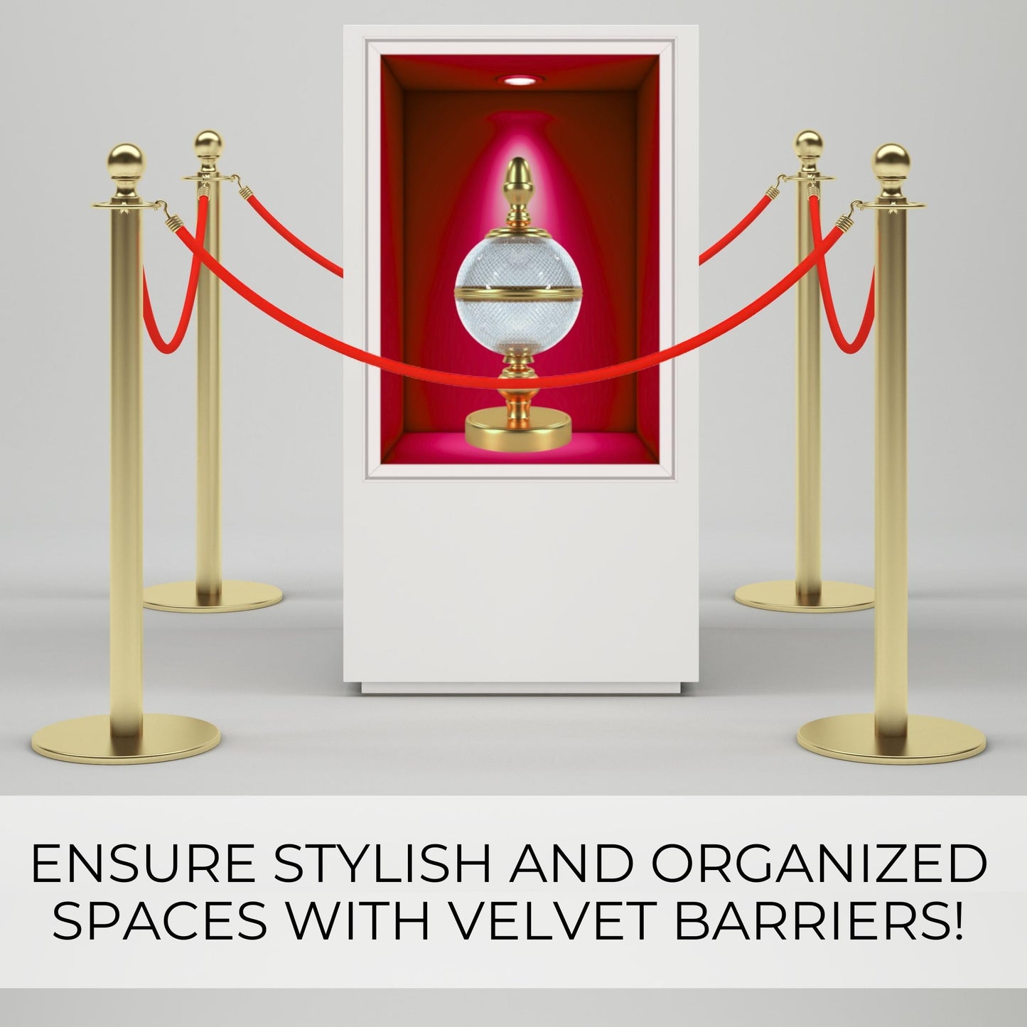 4 PCS Red Velvet Rope - 5 Ft Red Carpet Velvet Rope for Ceremonies Hanging Stanchion for Parties Crowd Queue Line for Safe Control