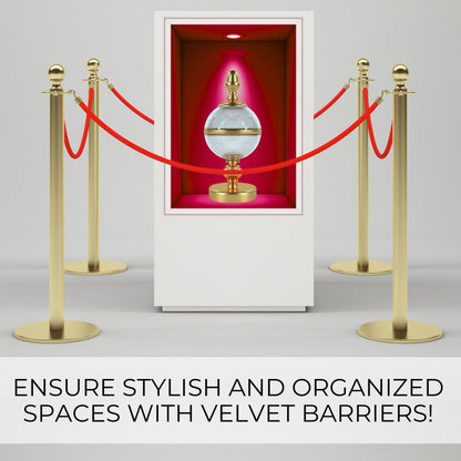 4 PCS Red Velvet Rope - 5 Ft Red Carpet Velvet Rope for Ceremonies Hanging Stanchion for Parties Crowd Queue Line for Safe Control