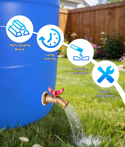 WADEO Rain Barrel Spigot Kit 1/4 Turn Ball Value Spigot with Bulkhead Fitting