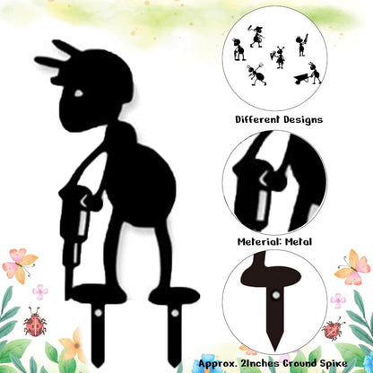 Whimsical 6-Piece Metal Ant Sculptures Set | Funny Black Metal Garden Stakes | Weatherproof Outdoor Decor for Lawn, Pathway, and Backyard