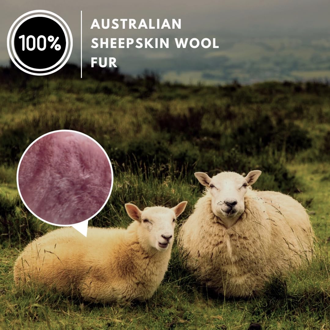 Andalus Brands Fluffy Wool Sheepskin Steering Wheel Cover, Soft & Fuzzy Plush, Universal Fit 14 1/2-15 1/2 Inch, Anti-Slip, Comfortable & Luxurious (Pink)